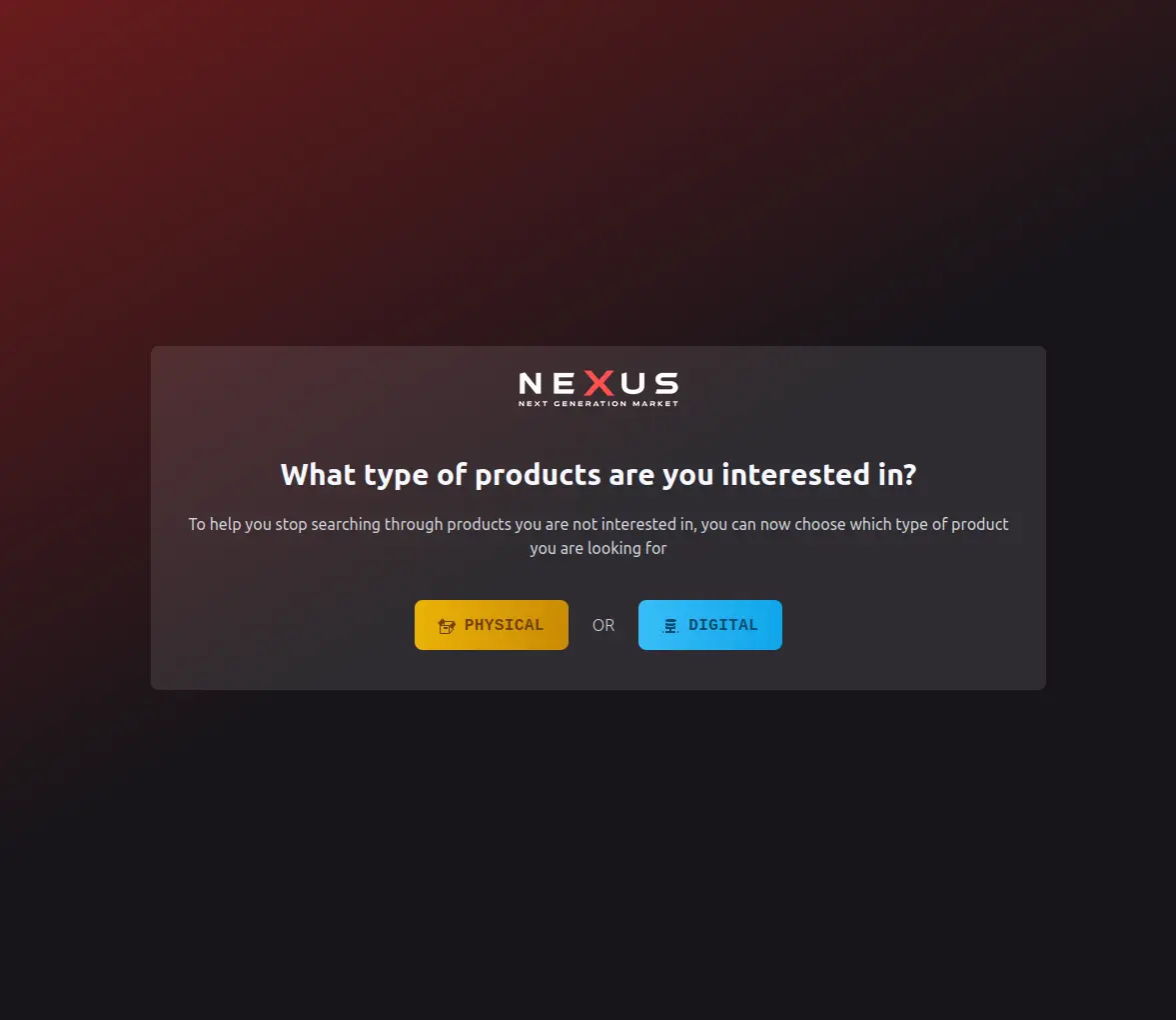 Nexus Market product listings interface showing darknet marketplace vendor items and ratings